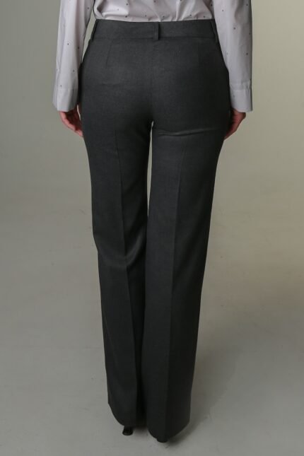 Slim, dark gray women's pants.