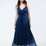 KALINA dress in navy blue, photographed from the front.