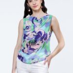 LENI bluza od dezenirane svile, slikana spreda.