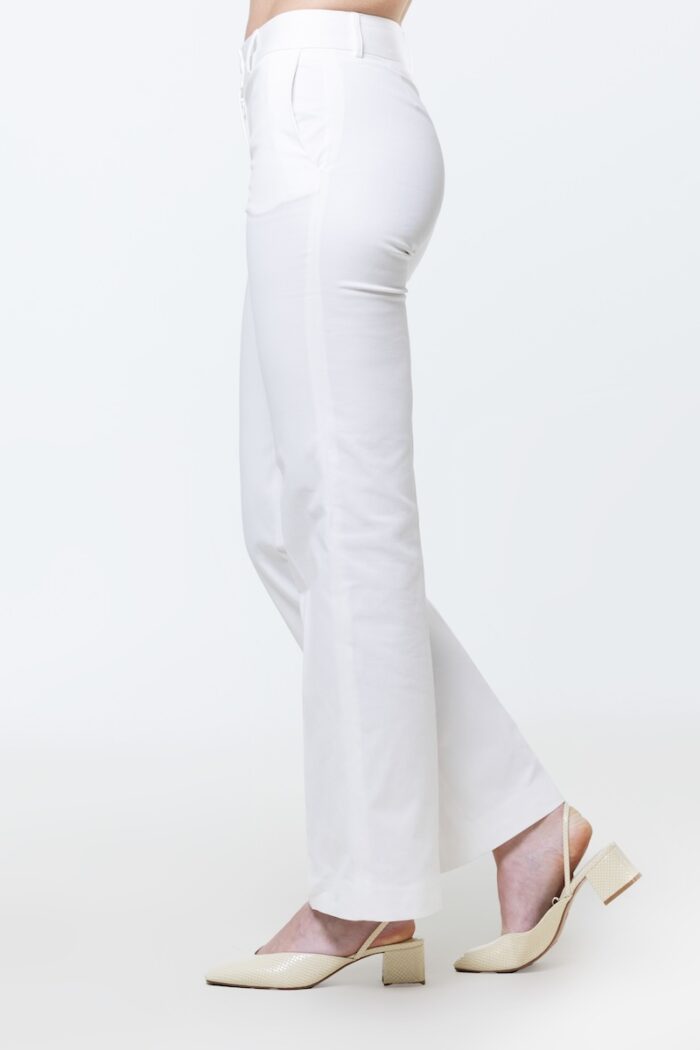 REBECCA white pants, photographed from the front.