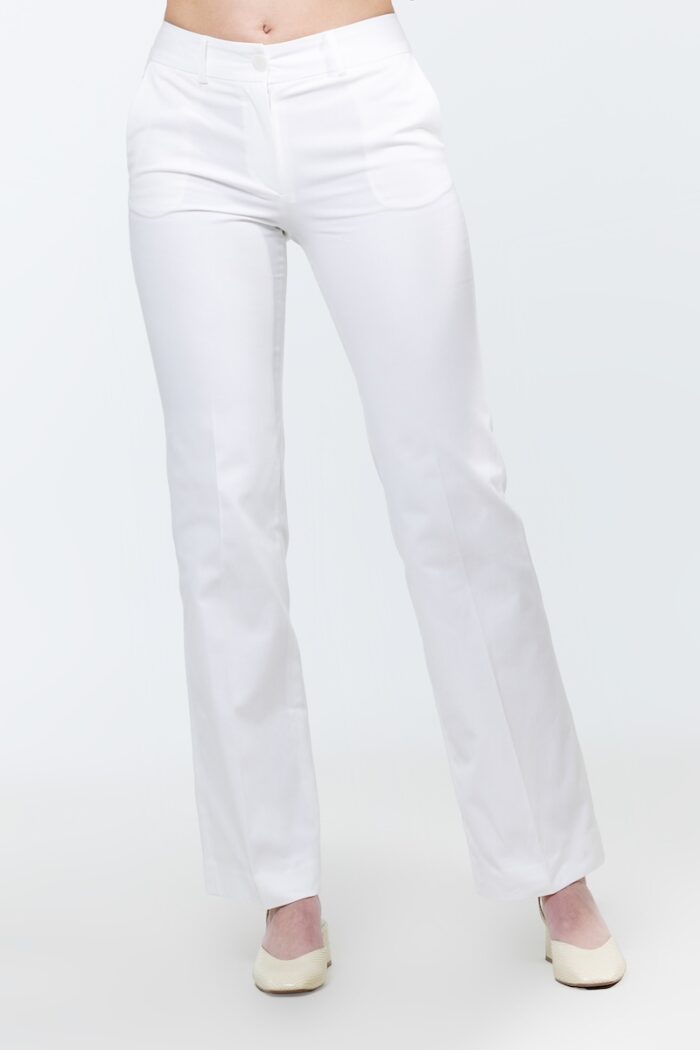REBECCA white pants, photographed from the front.