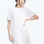 ZOJA haljina krem bele boje, slikana spreda.