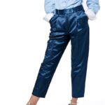 LESLIE plave satenske pantalone - prednji pogled