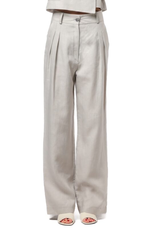 SONJA sive lanene pantalone - prednji pogled